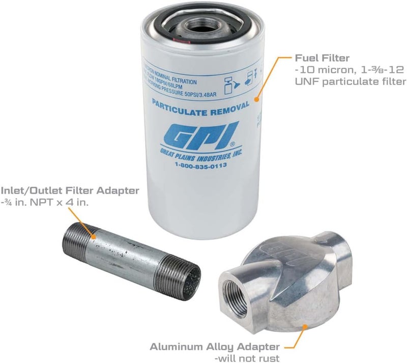 GPI - 18 GPM, 10 Micron Particulate Filter Kit with 3/4-inch NPT Aluminum Adapter ( Genuine Accessory 129500-06) - Image 1